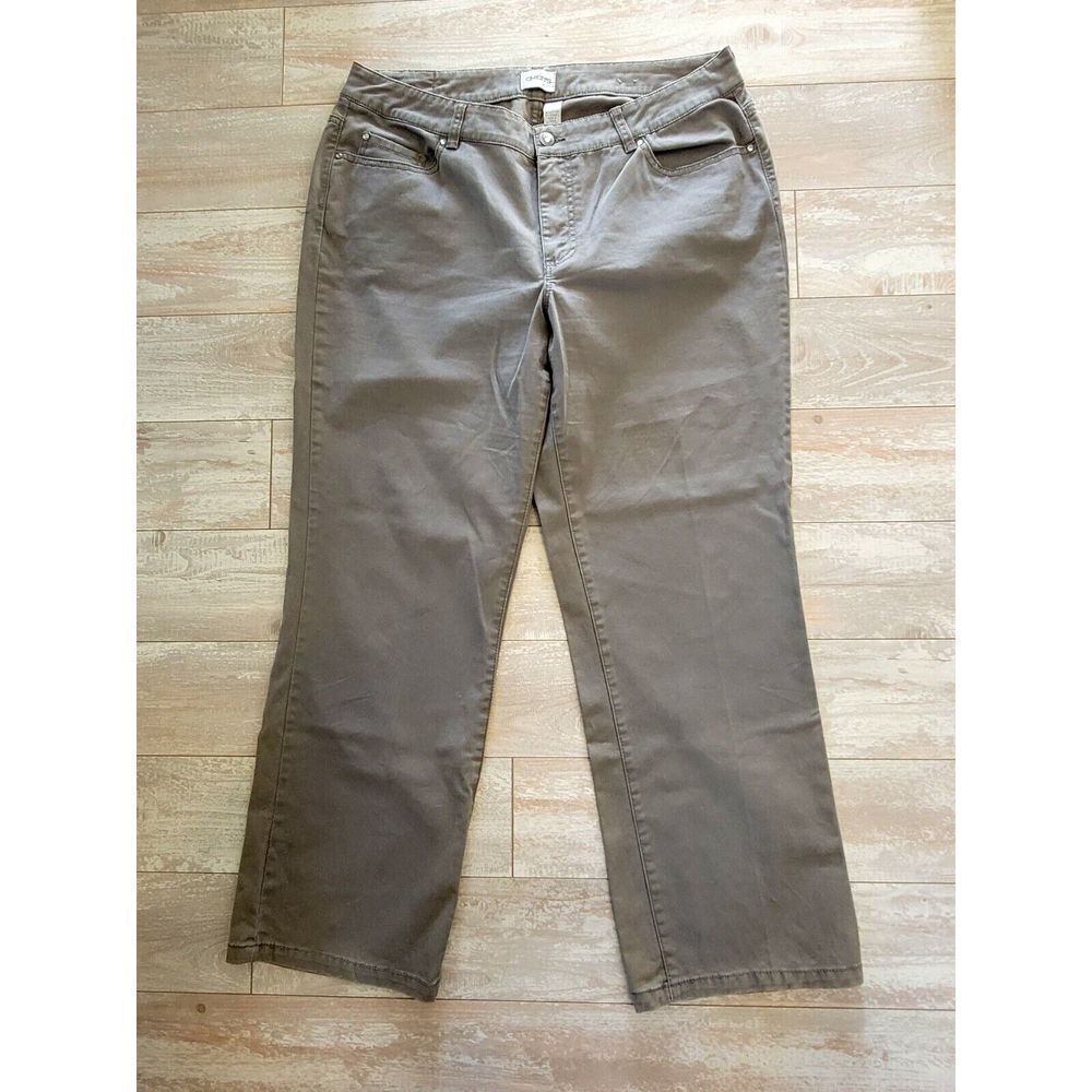 Chicos 2.5 Gray Embroidered Pockets‎ Boot Cut Leg Denim Jeans Size 2.5
